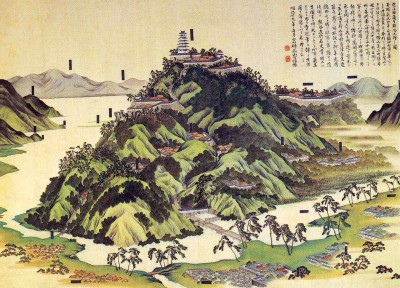 Azuchi-jô-zu, a drawing of the castle (Japan, source: Wikimedia)